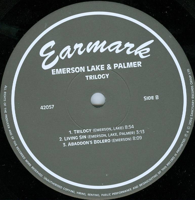 Emerson, Lake and Palmer Trilogy [lp label b it]